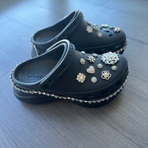 Black platform crocs